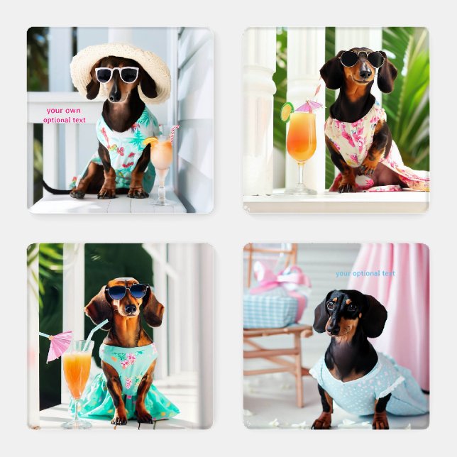 Girly Dachshund Drink Coasters (Set)