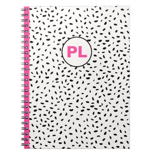 Girly Dalmatian Dot Hot Pink Monogram Notebook