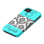Girly Damask Pattern with Monogram and Name Case-Mate iPhone Case (Bottom)