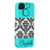 Girly Damask Pattern with Monogram and Name Case-Mate iPhone Case (Back/Right)