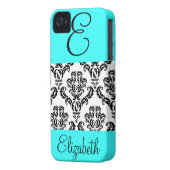 Girly Damask Pattern with Monogram and Name Case-Mate iPhone Case (Back Left)