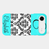 Girly Damask Pattern with Monogram and Name Case-Mate iPhone Case (Back (Horizontal))