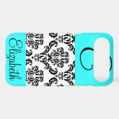 Girly Damask Pattern with Monogram and Name Case-Mate iPhone Case (Back (Horizontal))