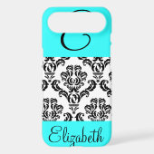 Girly Damask Pattern with Monogram and Name Case-Mate iPhone Case (Back)