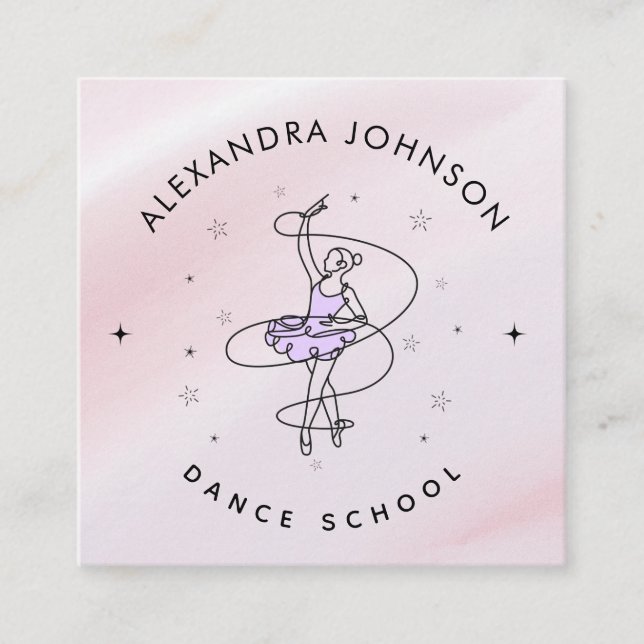 Girly Dance School Choreographer Ballerina Dancer  Square Business Card (Front)
