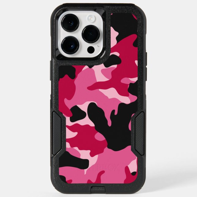 Girly Dark Pink Charcoal Camo Camouflage Pattern Otterbox iPhone Case (Back)