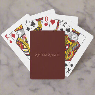 Girly Dark Red & Blush Pink Script Name Birthday Poker Cards
