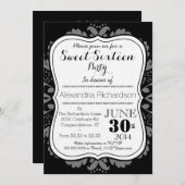 Girly Day of the Dead cute cat Sweet Sixteen Invitation (Front/Back)