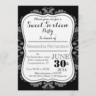 Girly Day of the Dead cute cat Sweet Sixteen Invitation