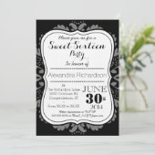 Girly Day of the Dead cute cat Sweet Sixteen Invitation (Standing Front)