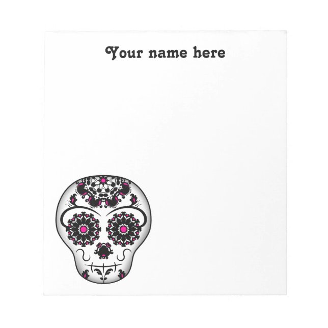 Girly day of the dead sugar skull notepad (Front)