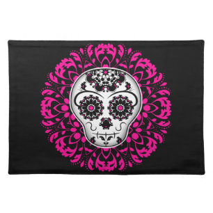 Girly day of the dead sugar skull placemat