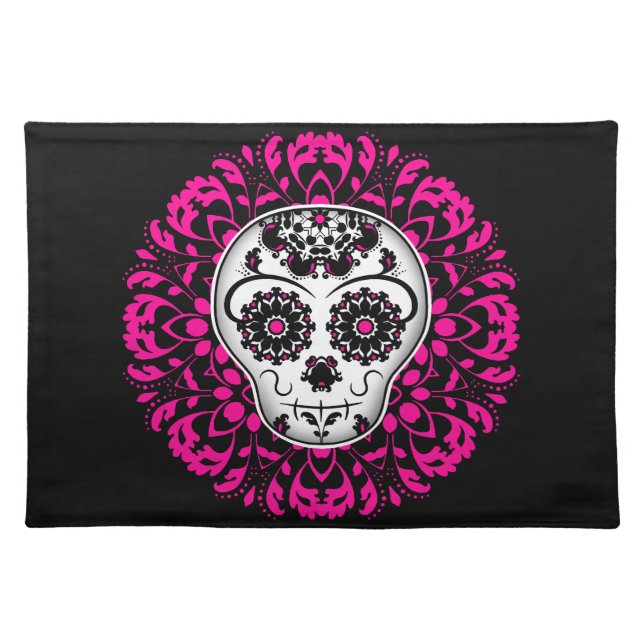 Girly day of the dead sugar skull placemat (Front)
