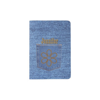 Girly Denim Look Custom Passport Holder