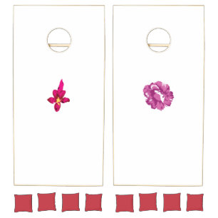 Girly Design, Light Gold, Purplish Red Cornhole Set