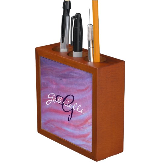Girly Desk Pink Purple Zebra Feminine Pastel Pencil Holder