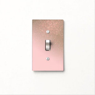 Girly Diagonal Gold Blush Pink Ombre Gradient Light Switch Cover