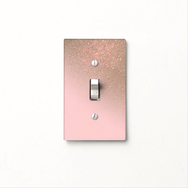 Girly Diagonal Gold Blush Pink Ombre Gradient Light Switch Cover (In Situ)