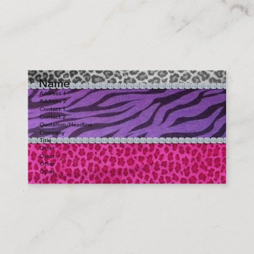Girly Diamond Animal Print Business Card Templates