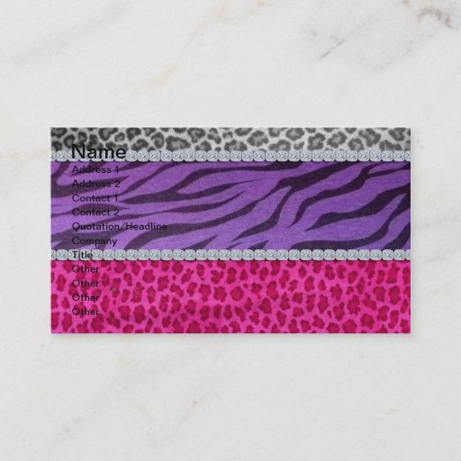 Customizable Girly Diamond Animal Print Business Card Templates