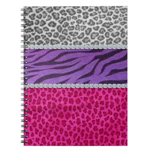 Girly Diamond Animal Print Notebook (Front)
