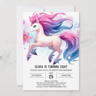 Girly Digital Horse Birthday Invitation