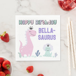 Girly Dinosaur A-Roar-able Birthday Party Any Age Napkins
