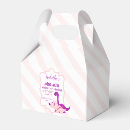 Girly Dinosaur Pink Birthday Party Favor Boxes
