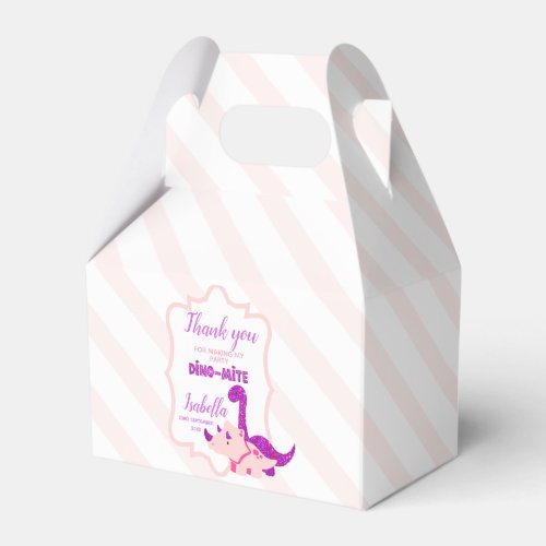 Girly Dinosaur Pink Thank You Party Favor Boxes