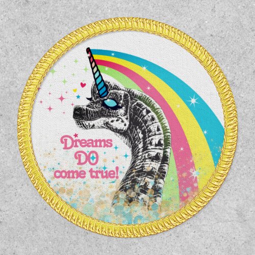 Girly dinosaur unicorn dream rainbow personalized patch