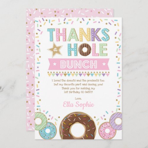 Girly Donut Sprinkles Birthday Thank You Card