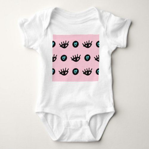 Girly Doodle Eyes Hearts Seamless Baby Bodysuit