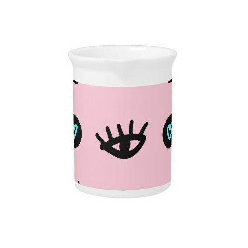 Girly Doodle Eyes Hearts Seamless Beverage Pitcher