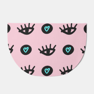Girly Doodle: Eyes Hearts Seamless. Doormat