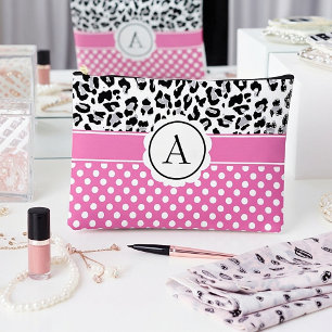 Girly dots and animals print monogram  accessory pouch