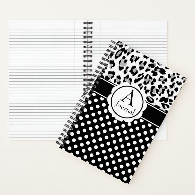 Girly dots and animals print monogram journal (Inside)