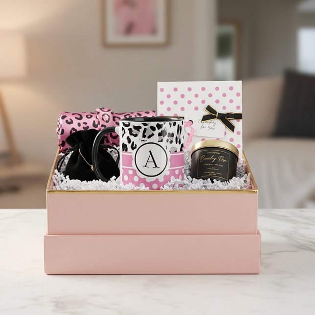 Girly dots and animals print monogram mug (Creator Uploaded)