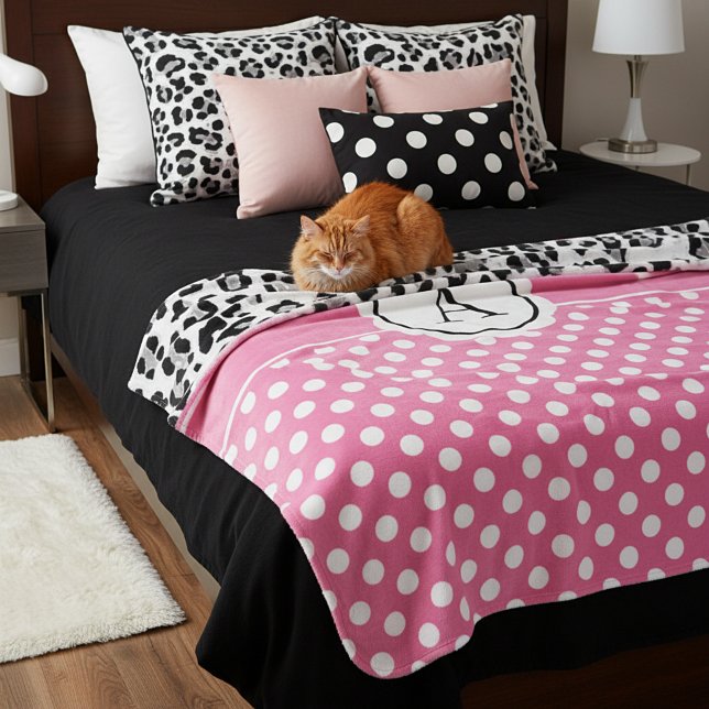 Girly dots and animals print monogram  sherpa blanket (Creator Uploaded)
