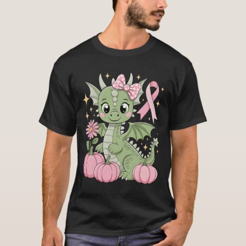 Girly Dragon Breast Cancer Halloween Pumpkin Tee D