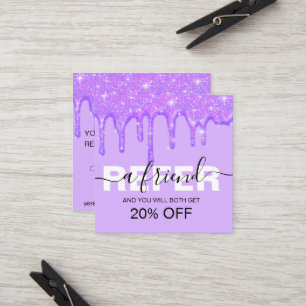Girly Dripping Purple Glitter Referral Card
