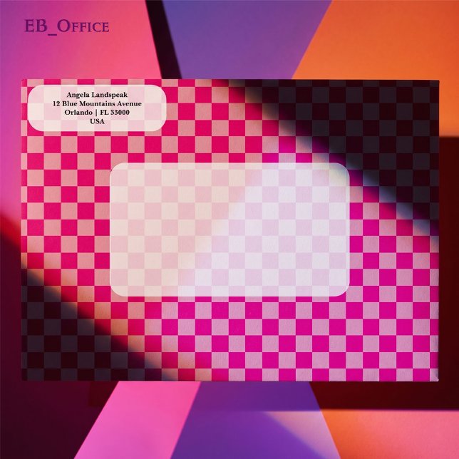 Girly Duo Pink Checkerboard Return Address    Envelope (Love the envelope, but looking for a different hue? Visit EB_Office to explore our full collection.)