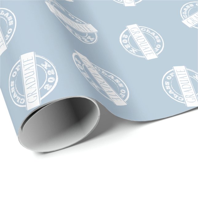 Girly Dusty Blue Grad Graduate Class Year    Wrapping Paper (Roll Corner)