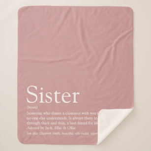 Girly Dusty Rose Pink Fun Sister Definition Sherpa Blanket