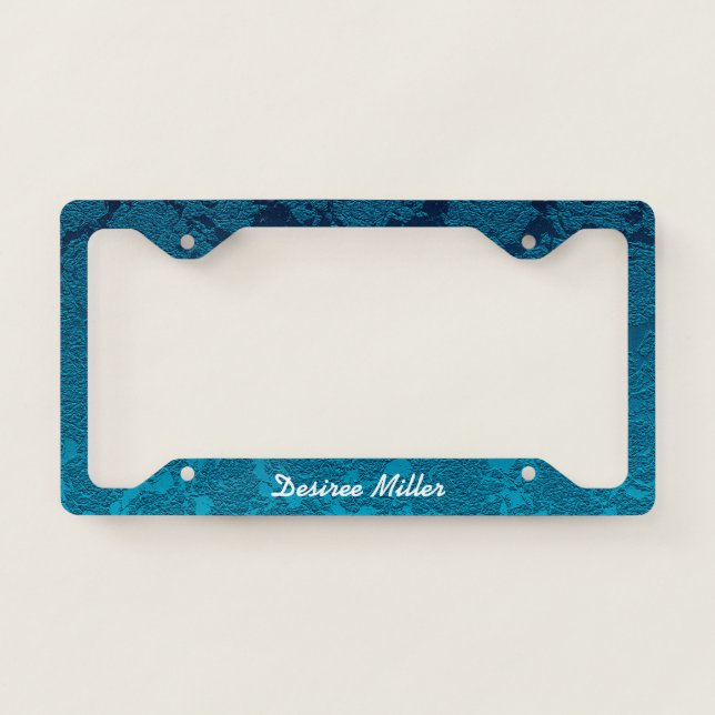 Girly Elegant Blue License Plate Frame (Front)