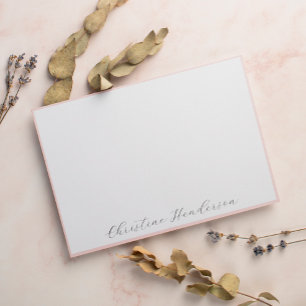 Girly Elegant Blush Pink Stationery Flat Note Card