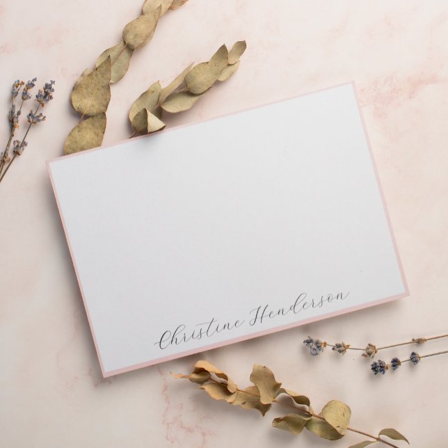 Girly Elegant Blush Pink Stationery Flat Note Card (Creator Uploaded)
