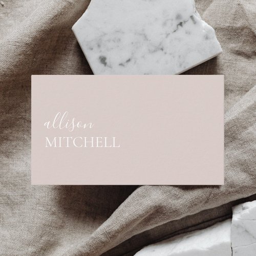 Girly Elegant Calligraphy Minimal Beige Business Card