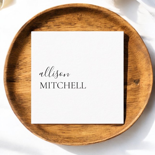 Girly Elegant Calligraphy Minimal Square Business Card (Creator Uploaded)