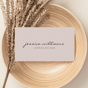 Girly Elegant Calligraphy Professional Beige Business Card
