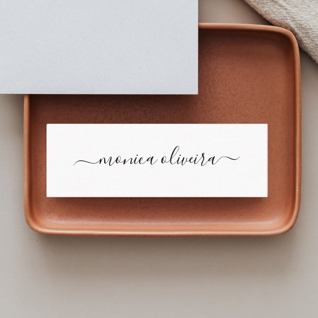 Girly Elegant Calligraphy Professional White Mini Business Card (Creator Uploaded)